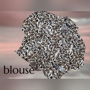 New Rachel Roy leopard print cropped blouse top women size XL